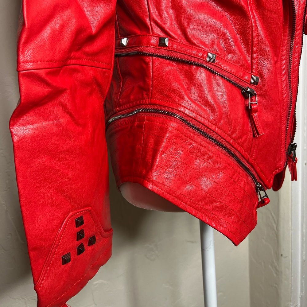 Red Silver Studded Rivet Jacket - Picture 6 of 13